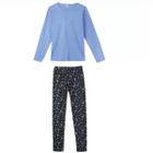 Pijama Conjunto Feminino Algodão Calça Malwee Inverno Azul