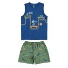 Pijama Curto Infantil Malwee Carro Azul