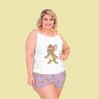 Pijama curto Plus Size, Personagem, Tecido Soft Trend, Tamanho 52