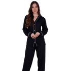 Pijama de Inverno Americano com Botões para Amamentação Manga Longa e Calça Janaina