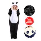 Pijama Fantasia Kigurumi Urso Panda Macacão com Capuz Cosplay Unissex