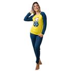 Pijama Feminino Adulto Para O Inverno Frio Modelo Fechado E Com Estampa Manga Longa e Calça Fechado