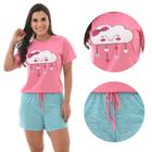 Pijama Feminino com Manga Confortável Shortdoll Verão