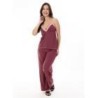 Pijama Feminino Longo com Renda Rosa D'Rend 316 Microfibra