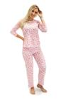 Pijama Feminino Longo Divertido Patinhas Rosa