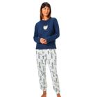 Pijama Feminino Longo Hering Azul - 100% Algodão