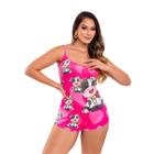 Pijama Feminino Macaquinho Personagem Roupa de Dormir