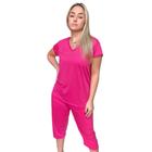 Pijama Feminino Pescador Adulto Estampa Poá, roupa de dormir confortável bermuda senhora