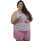 Pijama Feminino Plus Size algodão Short, Regata Bata