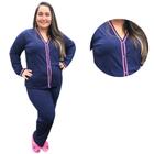 Pijama Feminino Plus Size Americano Aberto de Botões Inverno