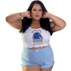 Pijama Feminino Plus Size Baby Doll Stitch Moderno Confortavel