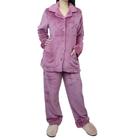 Pijama Feminino Recco Longo Fleece Comfort Botão Rosa - 1508