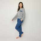 Pijama Flanela Xadrez Winter Azul e Cinza - Feminino