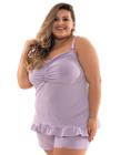 Pijama IMI Lingerie Baby Doll Short Doll Microfibra Plus Size Jojo Lilás