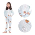 Pijama Infantil de Frio Feminino Manga Comprida e Calça Longa Inverno Urso