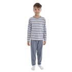 Pijama infantil de menino de inverno suede Listrado Victory