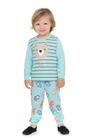 Pijama Infantil Estampa Brilha no Escuro Urso Cor Verde Água