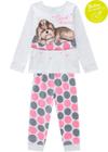 Pijama Infantil Feminino Estampado Cinza Brilha no Escuro Inverno Kyly