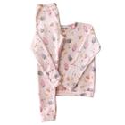 Pijama Infantil Inverno Fleece Noite Quente Confortável Sorvete Rosa - Tam. 02