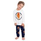 Pijama Infantil Longo Kyly Camiseta e Calça Algodão Brilha no Escuro Branco/Marinho