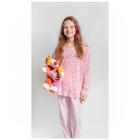 Pijama Infantil Longo Malha estampada com babado Calça Lisa Tamanho de 4 à 10 anos