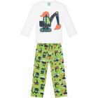 Pijama infantil longo masculino 100% algodão com estampa que brilha no escuro