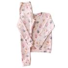 Pijama Infantil Longo Roupa de Dormir Fleece Plush Soft Inverno Sorvete Rosa - Tam. 04