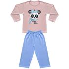 Pijama Infantil Look Jeans Longo Panda Rosa/Azul - ROSA - 01