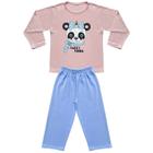 Pijama Infantil Look Jeans Longo Panda Rosa/Azul - ROSA - 04