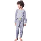 Pijama Infantil Manga Longa Cinza Listrado