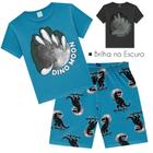 Pijama Infantil Masculino Camiseta + Bermuda em Meia Malha Brilha no Escuro Kyly