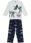 Pijama Infantil Masculino Inverno Cinza Jungle King Brilha no Escuro - Kyly