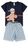 Pijama Infantil Masculino Verão Coffe With Skateboard - Hey Kids - Azul