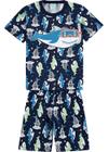 Pijama Infantil Masculino Verão Marinho Sea Sharks Brilha no Escuro - Kyly