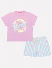 Pijama Infantil Menina Blusa E Short Dreams Lilás E Azul Mundo Cinti