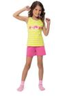 Pijama Infantil Menina Conjunto Blusa e Short em Meia Malha 100% Algodão BRILHA NO ESCURO MalweeKids