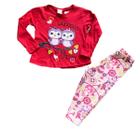 Pijama infantil menina estampado manga longa calça