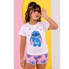 Pijama Infantil Menina Stitch Personagens Malha Confortável