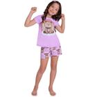 Pijama Infantil Menina Verão Brilha No Escuro Ursa 2 Peças Tam 4 a 14 - Kyly