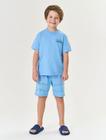 Pijama Infantil Menino Camiseta E Bermuda Tubarão Azul Divertto