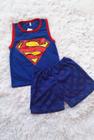 Pijama Infantil Menino Regata Super homem Curto Heroi Verão