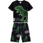Pijama Infantil Menino Verão Dinossauro Holográfico Brilha No Escuro 2 Peças Tam 2 a 12 - Kyly
