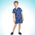 Pijama Infantil Verão Camiseta e Bermuda Espaço, Brilha no Escuro Tam 1 a 3 - Fakini