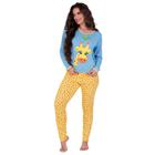 Pijama Inverno Calça Manga Longa Unicórnio Âncora Girafa Vaquinha Flamingo