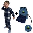 Pijama Inverno Infantil Soft para Menino - Kit 4 Peças