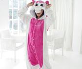 Pijama Kigurumi Unicórnio De Asa Branco Com Pink Macacão Cosplay