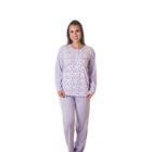 Pijama Longo Algodão Linha Naturalle Roxo Estampado C/Botão