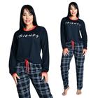 Pijama Longo Feminino Adulto Calça e Manga Comprida Inverno Friends