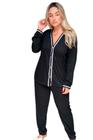 Pijama Longo Feminino Blogueira Sonhar Sleepwear -  REF 510 - PRETO