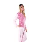 Pijama Longo Feminino Linha Basica Estampado Lilas Com Rosa